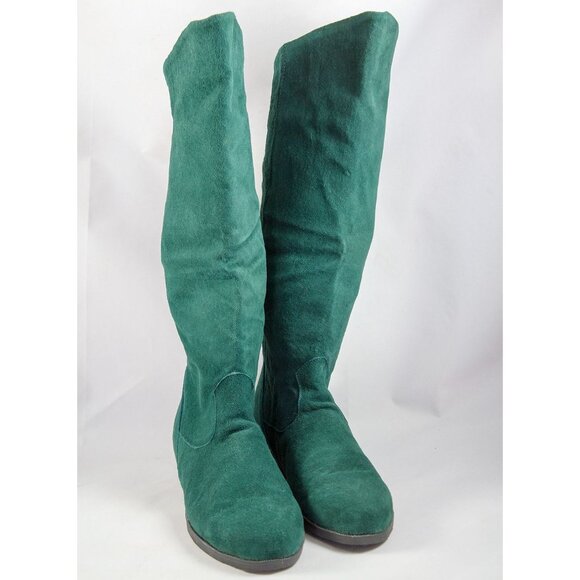 Jack Sprat Womens Houston Hunter Green Mid-Calf Suede Scrunch Boots Size 7 - Picture 7 of 12